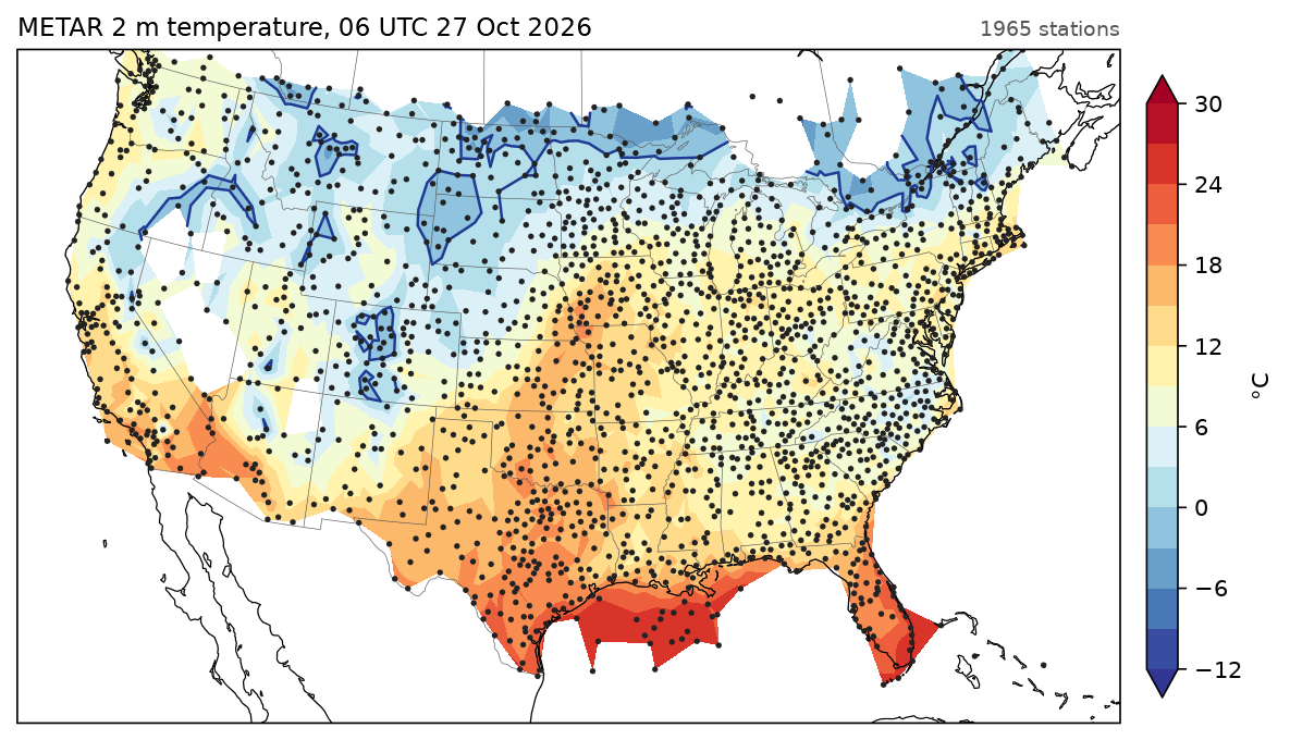 METAR temperature analysis